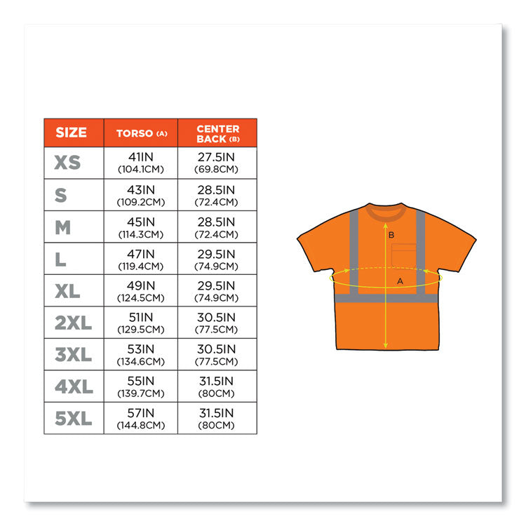 GloWear 8289 Class 2 Hi-Vis T-Shirt, Polyester, Orange, X-Small