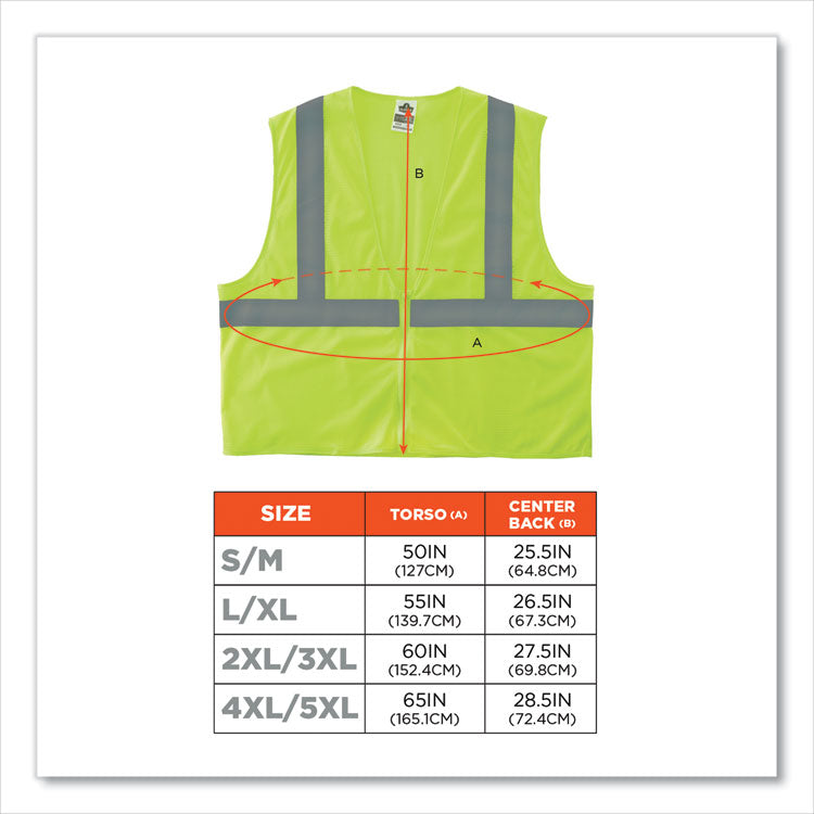 GloWear 8205Z Class 2 Super Economy Mesh Vest, Polyester, Lime, Small/Medium