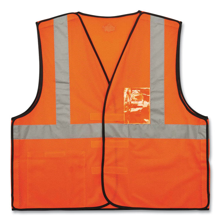 GloWear 8216BA Class 2 Breakaway Mesh ID Holder Vest, Polyester, Small/Medium, Orange
