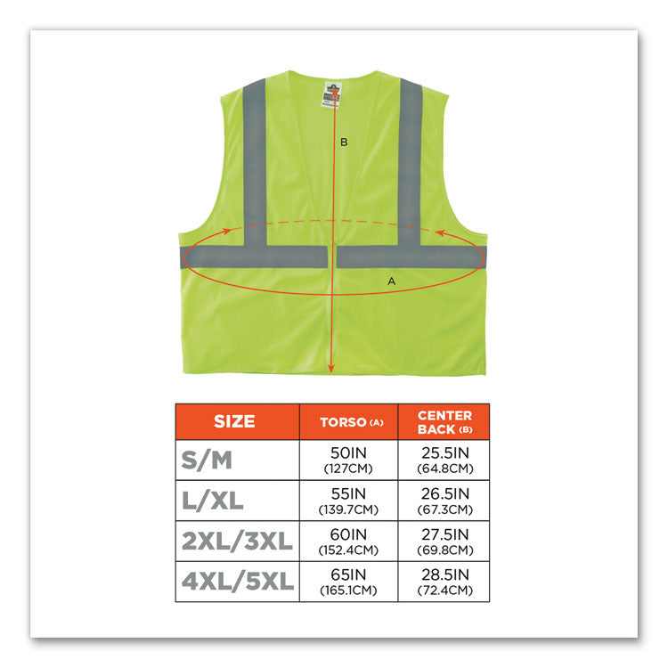 GloWear 8205Z Class 2 Super Economy Mesh Vest, Polyester, Lime, 4X-Large/5X-Large