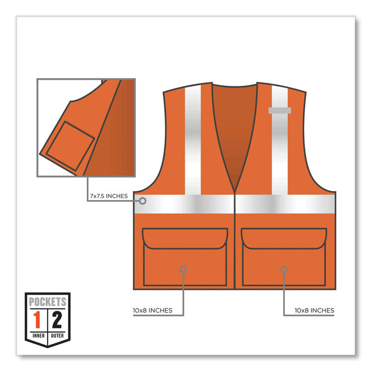 GloWear 8225Z Class 2 Standard Solid Vest, Polyester, Orange, Small/Medium