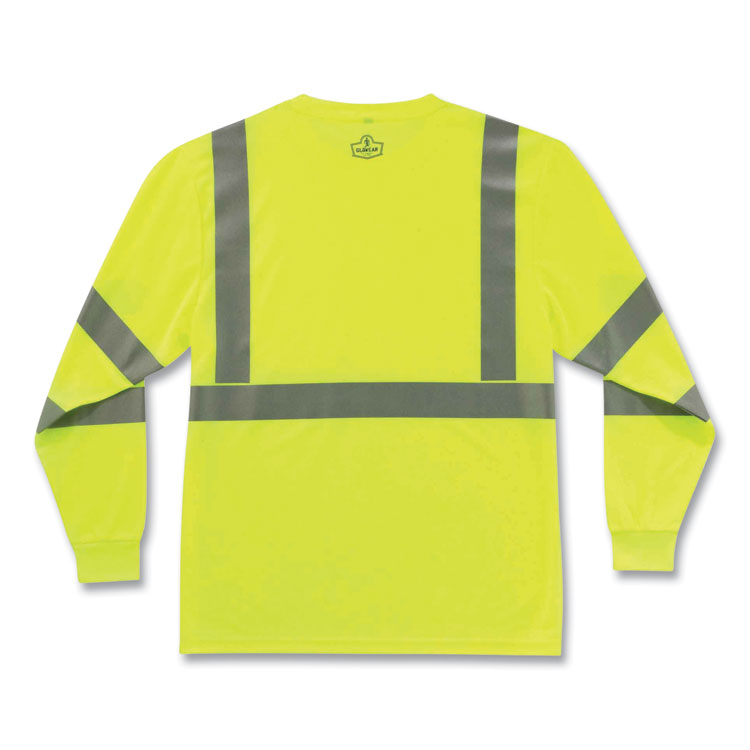 GloWear 8391 Class 3 Hi-Vis Long Sleeve Shirt, Polyester, Lime, Large