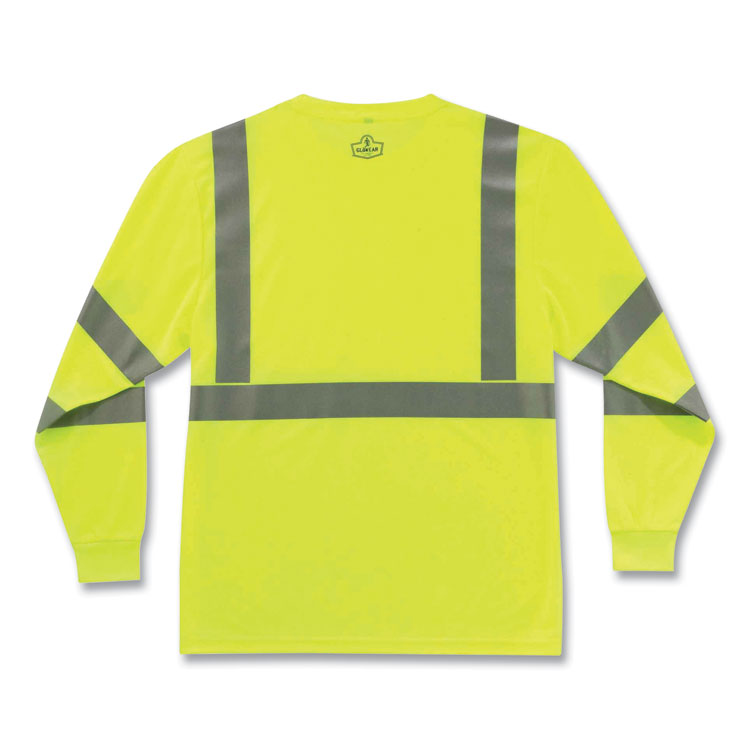 GloWear 8391 Class 3 Hi-Vis Long Sleeve Shirt, Polyester, Lime, 4X-Large