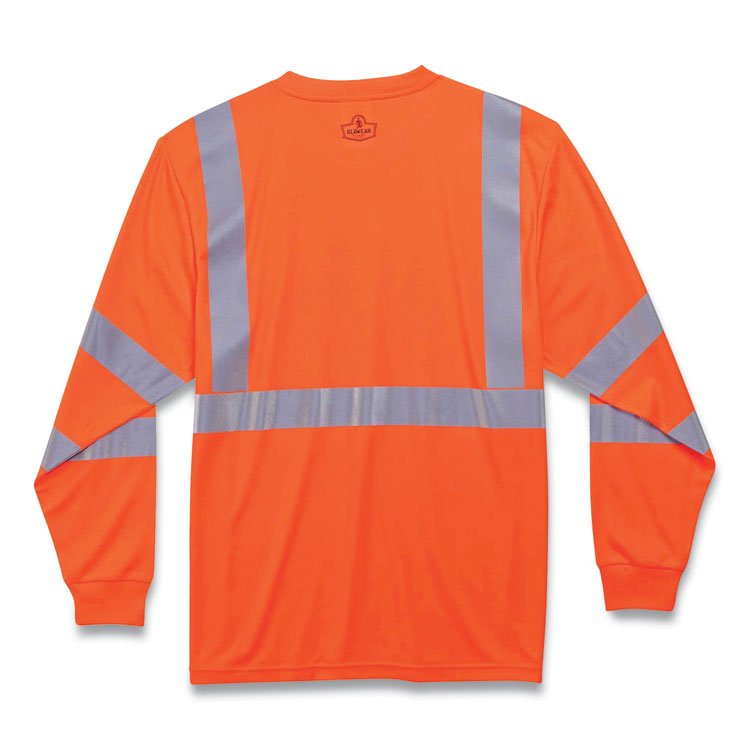 GloWear 8391 Class 3 Hi-Vis Long Sleeve Shirt, Polyester, Orange, Large