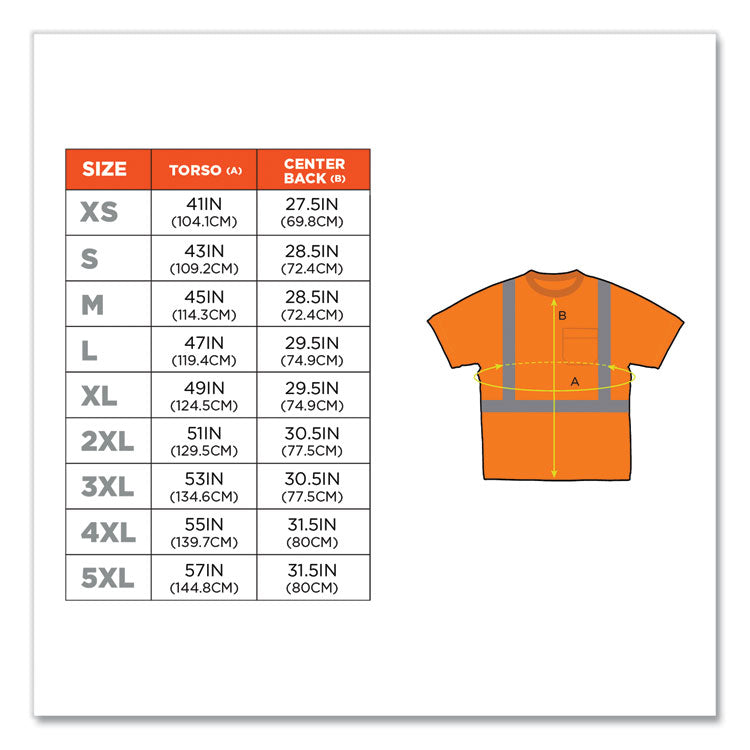 GloWear 8289 Class 2 Hi-Vis T-Shirt, Polyester, Orange, 3X-Large