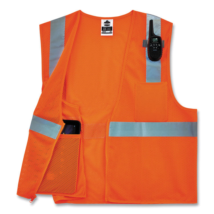 GloWear 8210Z Class 2 Economy Mesh Vest, Polyester, Orange, Small/Medium