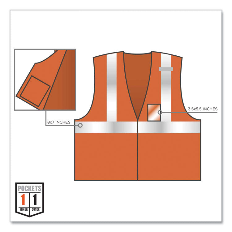 GloWear 8216BA Class 2 Breakaway Mesh ID Holder Vest, Polyester, 2X-Large/3X-Large, Orange