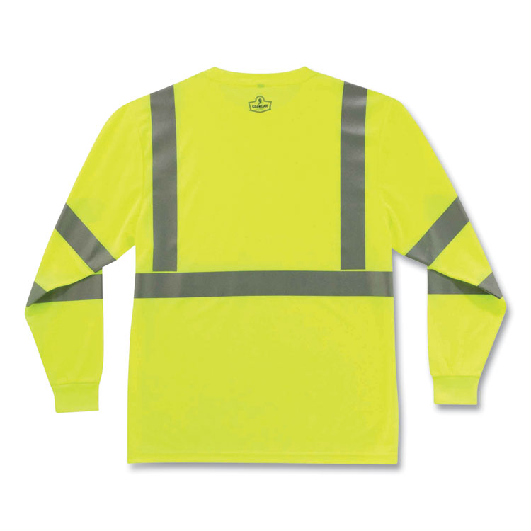GloWear 8391 Class 3 Hi-Vis Long Sleeve Shirt, Polyester, Lime, Small
