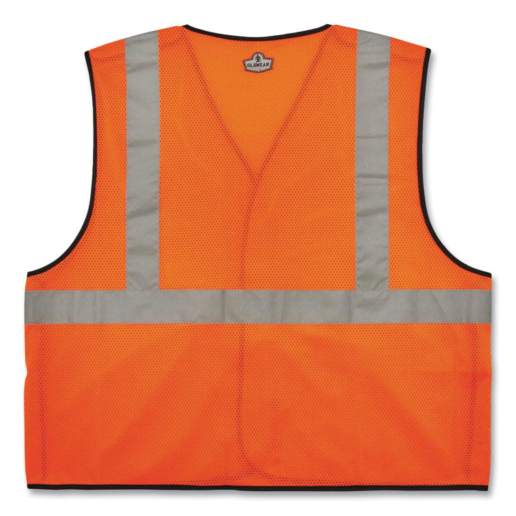 GloWear 8216BA Class 2 Breakaway Mesh ID Holder Vest, Polyester, Large/X-Large, Orange