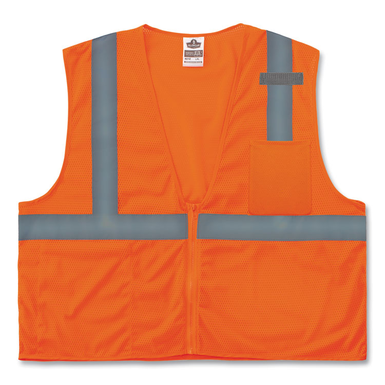 GloWear 8210Z Class 2 Economy Mesh Vest, Polyester, Orange, X-Small