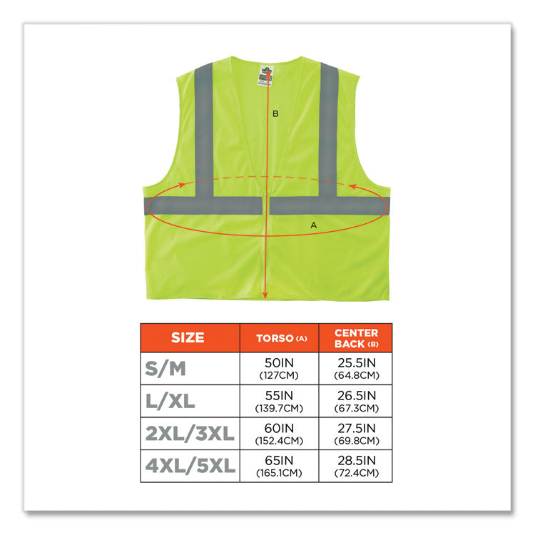 GloWear 8205Z Class 2 Super Economy Mesh Vest, Polyester, Lime, Large/X-Large