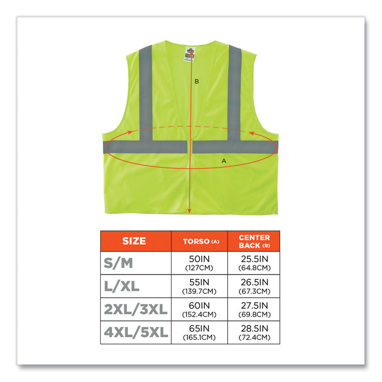 GloWear 8205Z Class 2 Super Economy Mesh Vest, Polyester, Lime, 2X-Large/3X-Large
