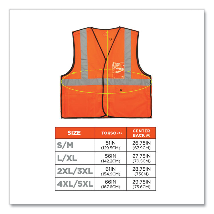 GloWear 8216BA Class 2 Breakaway Mesh ID Holder Vest, Polyester, 2X-Large/3X-Large, Orange