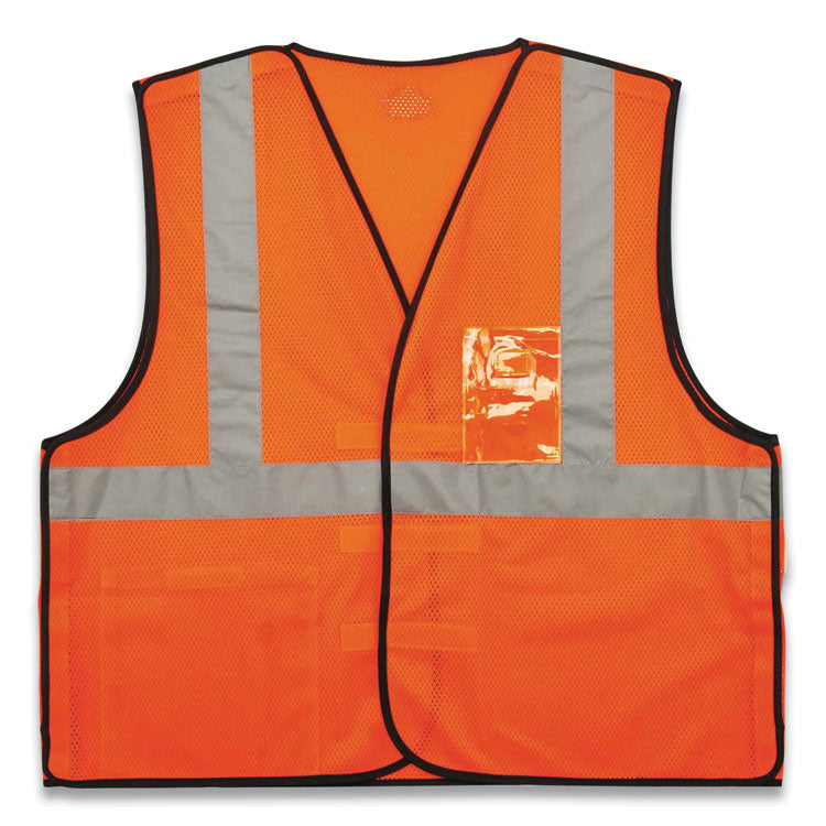 GloWear 8216BA Class 2 Breakaway Mesh ID Holder Vest, Polyester, Large/X-Large, Orange