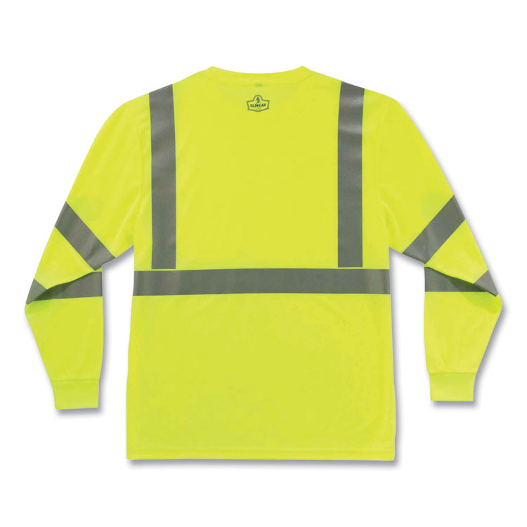 GloWear 8391 Class 3 Hi-Vis Long Sleeve Shirt, Polyester, Lime, 2X-Large