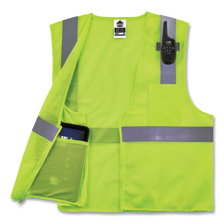 GloWear 8210Z Class 2 Economy Mesh Vest, Polyester, Lime, X-Small
