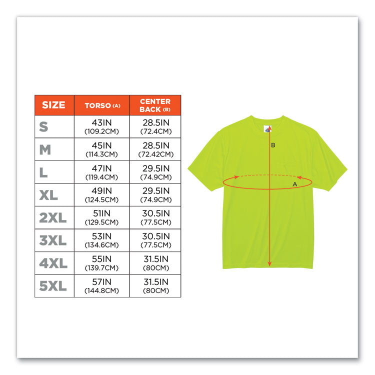 GloWear 8089 Non-Certified Hi-Vis T-Shirt, Polyester, 5X-Large, Lime