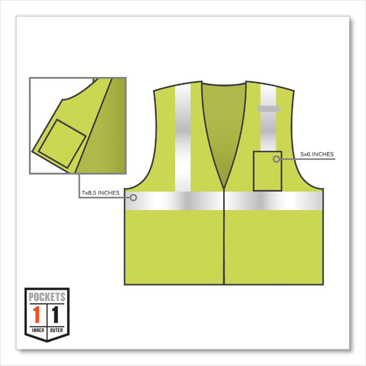 GloWear 8210Z Class 2 Economy Mesh Vest, Polyester, Lime, X-Small