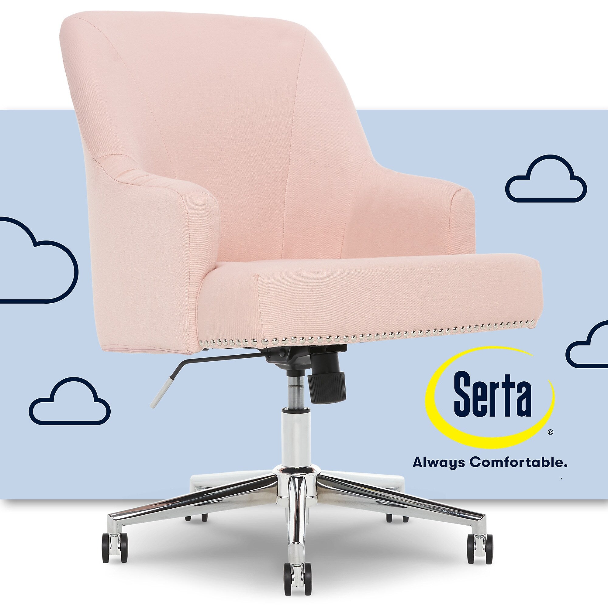 Serta Style Leighton Fabric Swivel Home Office Chair, Blush Pink (47925C)