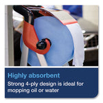 Industrial Paper Wiper, 4-Ply, 11 x 15.75, Unscented, Blue, 375 Wipes/Roll, 2 Rolls/Carton