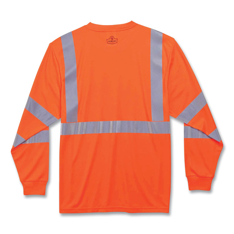 GloWear 8391 Class 3 Hi-Vis Long Sleeve Shirt, Polyester, Orange, X-Large