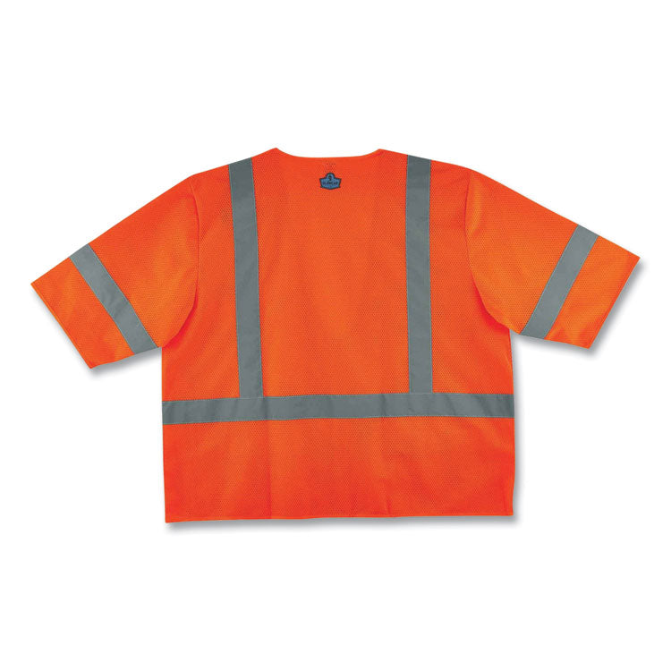 GloWear 8320Z Class 3 Standard Zipper Vest, Polyester, 2X-Large/3X-Large, Orange