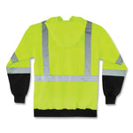 GloWear 8372 ZipUp HiVis Class 3 Zip Hooded Sweatshirt with Black Bottom, Polar Fleece, Lime, Large
