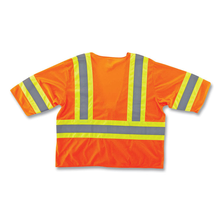 GloWear 8330Z Class 3 Two-Tone Zipper Vest, Polyester, 2X-Large/3X-Large, Orange