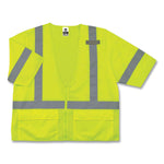 GloWear 8320Z Class 3 Standard Zipper Vest, Polyester, Small/Medium, Lime