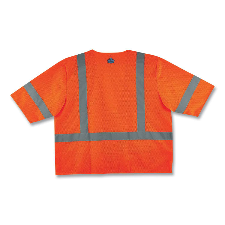 GloWear 8320Z Class 3 Standard Zipper Vest, Polyester, 4X-Large/5X-Large, Orange