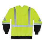 GloWear 8372 ZipUp HiVis Class 3 Zip Hooded Sweatshirt with Black Bottom, Polar Fleece, Lime, X-Large