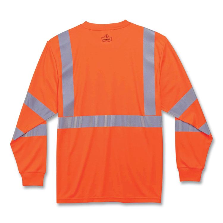 GloWear 8391 Class 3 Hi-Vis Long Sleeve Shirt, Polyester, Orange, 4X-Large