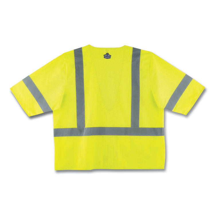GloWear 8320Z Class 3 Standard Zipper Vest, Polyester, Largel/X-Large, Lime