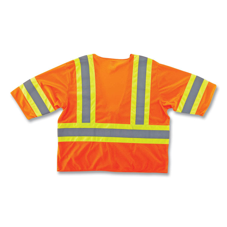 GloWear 8330Z Class 3 Two-Tone Zipper Vest, Polyester, 4X-Large/5X-Large, Orange
