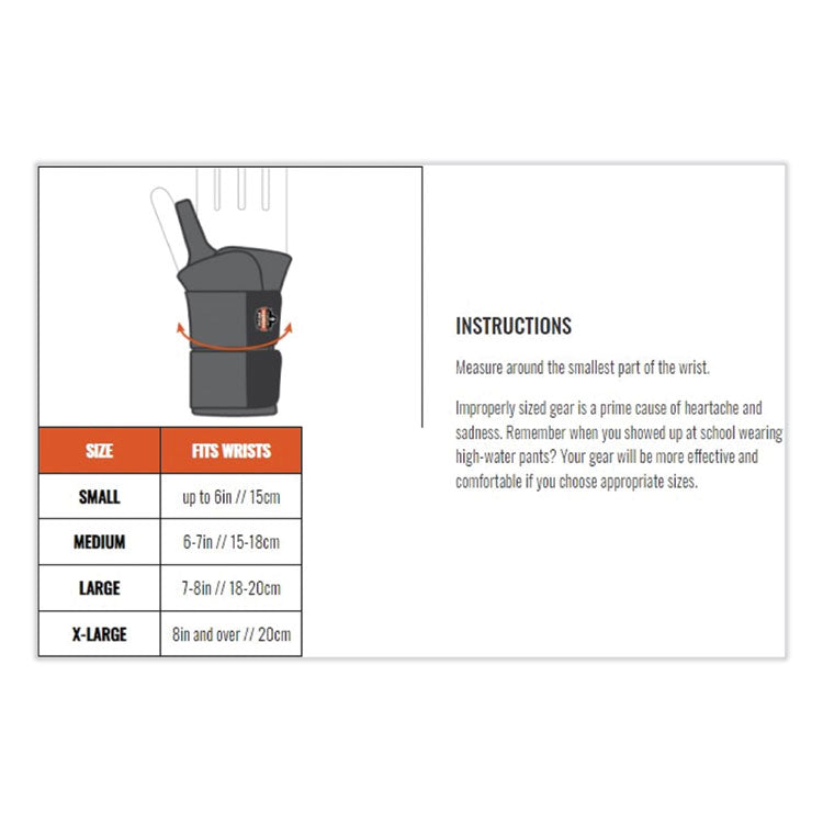 ProFlex 670 Ambidextrous Single Strap Wrist Support, Small, Fits Left Hand/Right Hand, Black