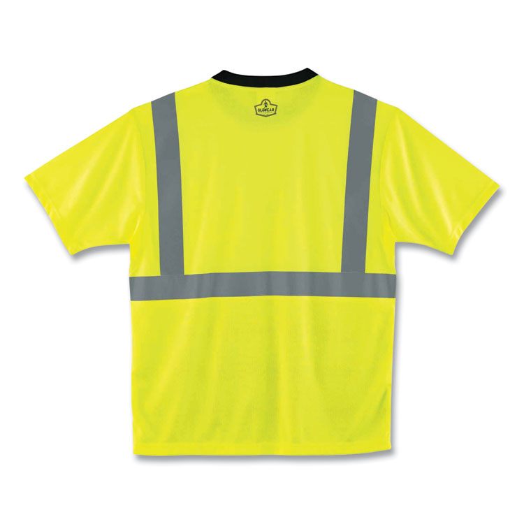 GloWear 8289BK Class 2 Hi-Vis T-Shirt with Black Bottom, Small, Lime