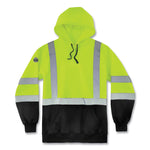 GloWear 8373 Hi-Vis Class 3 Hooded Sweatshirt with Black Bottom, Polar Fleece, Lime, Large