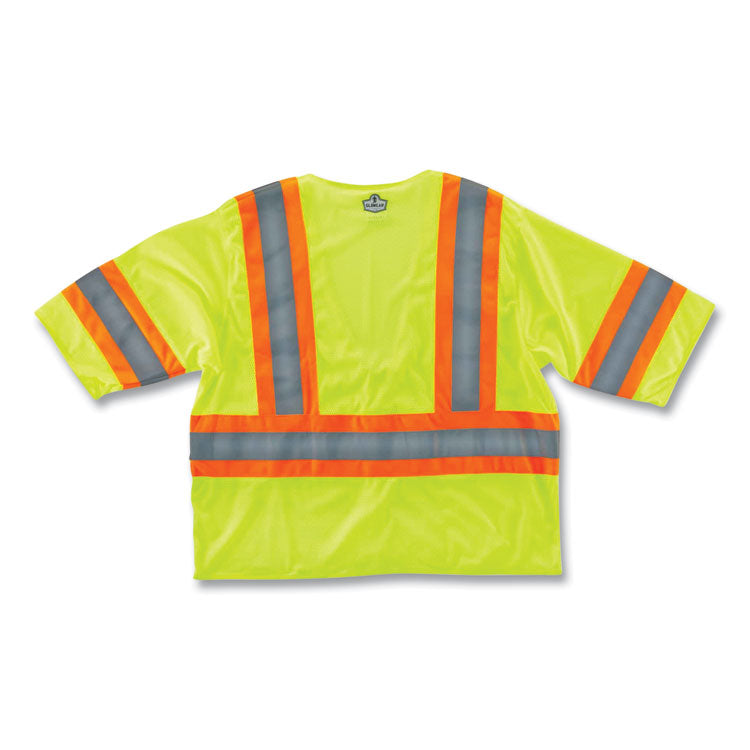 GloWear 8330Z Class 3 Two-Tone Zipper Vest, Polyester, Small/Medium, Lime