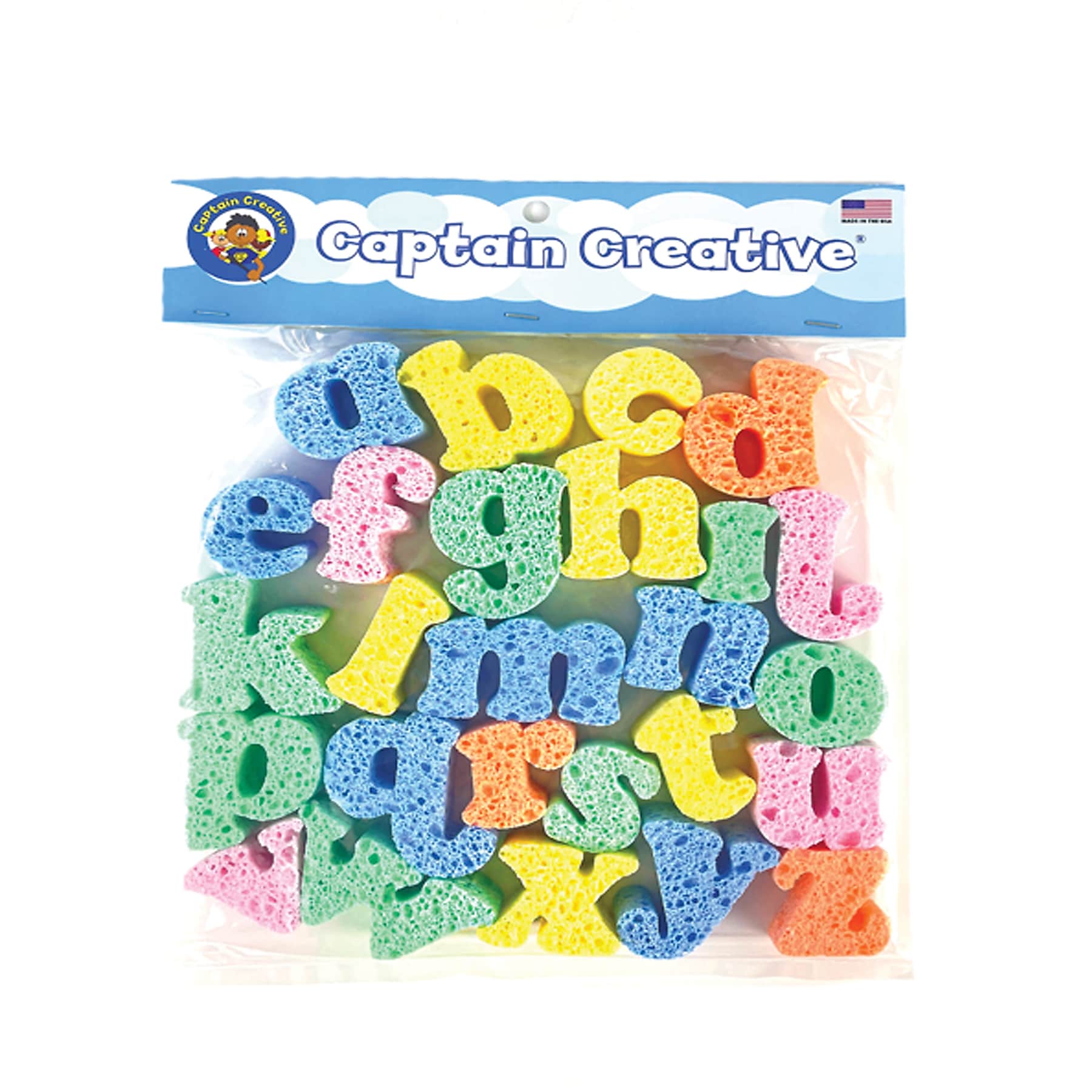 Captain Creative Super Sponges, Lower Case Alphabet, 2", Assorted Colors, 26/Set (APISS18000)