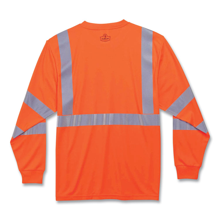 GloWear 8391 Class 3 Hi-Vis Long Sleeve Shirt, Polyester, Orange, 3X-Large