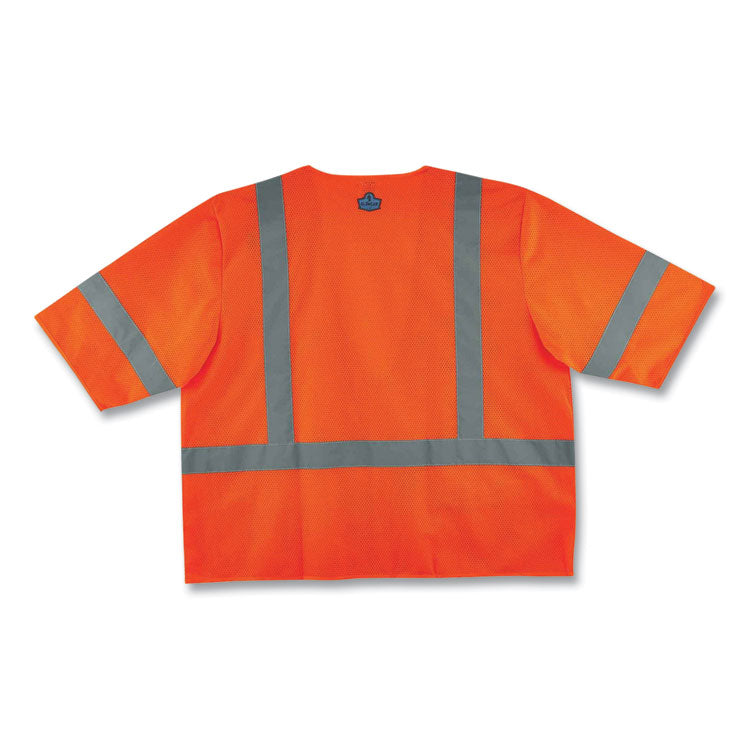 GloWear 8320Z Class 3 Standard Zipper Vest, Polyester, Largel/X-Large, Orange