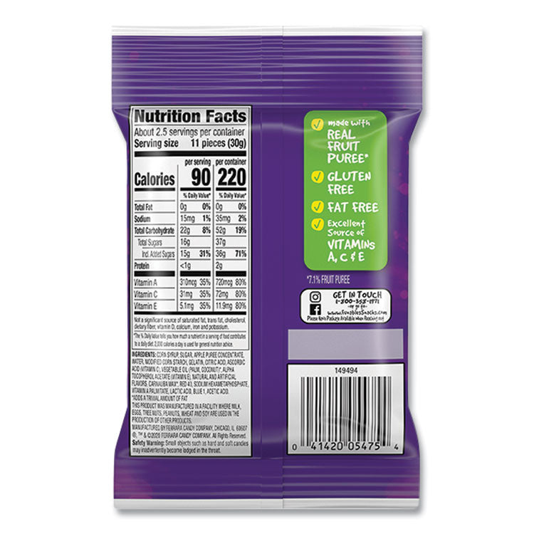 Funables Fruity Snacks, Mixed Berry, 2.5 oz Bag, 48/Carton