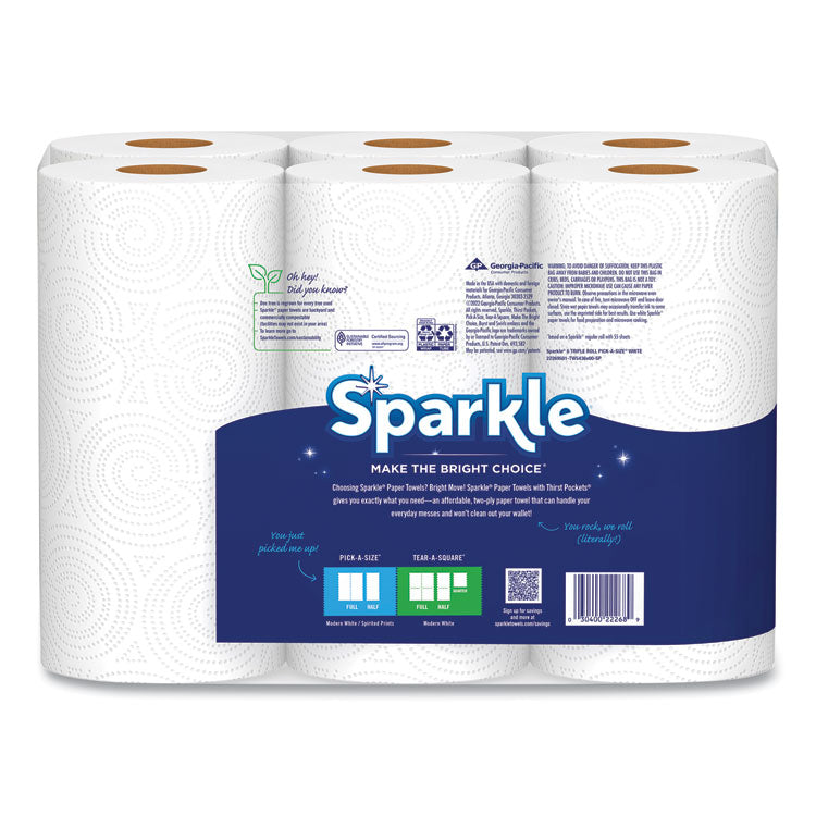 Pick-A-Size Perforated Kitchen Triple Roll Towels with Thirst Pockets, 2-Ply, 11 x 6, White, 165 Sheets/Roll, 6 Rolls/Pack