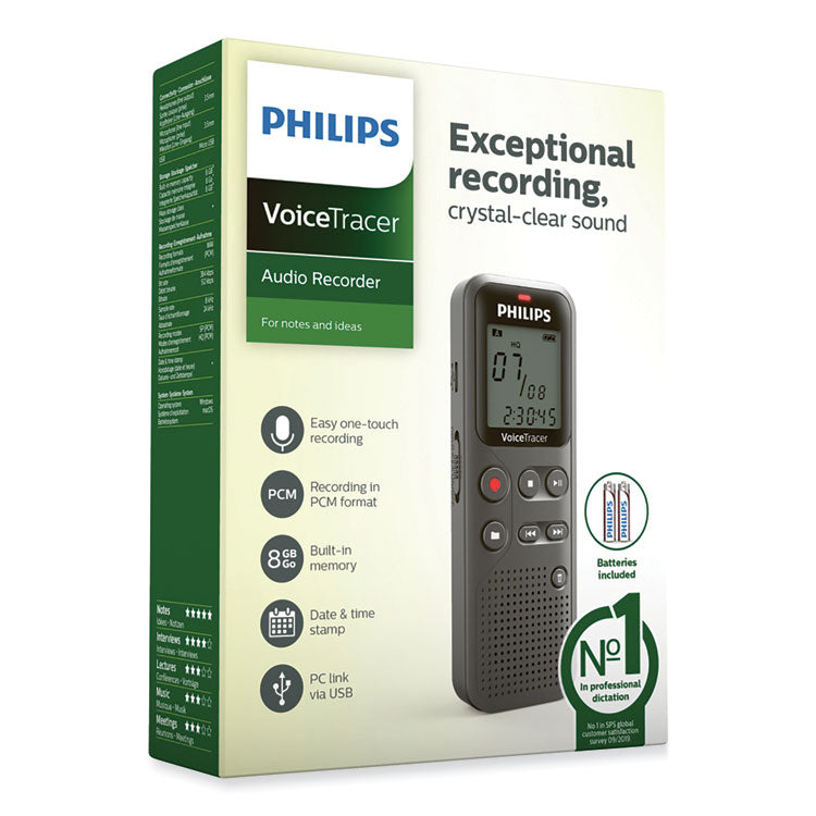 Voice Tracer DVT1120 Digital Voice Recorder, 8 GB, Black