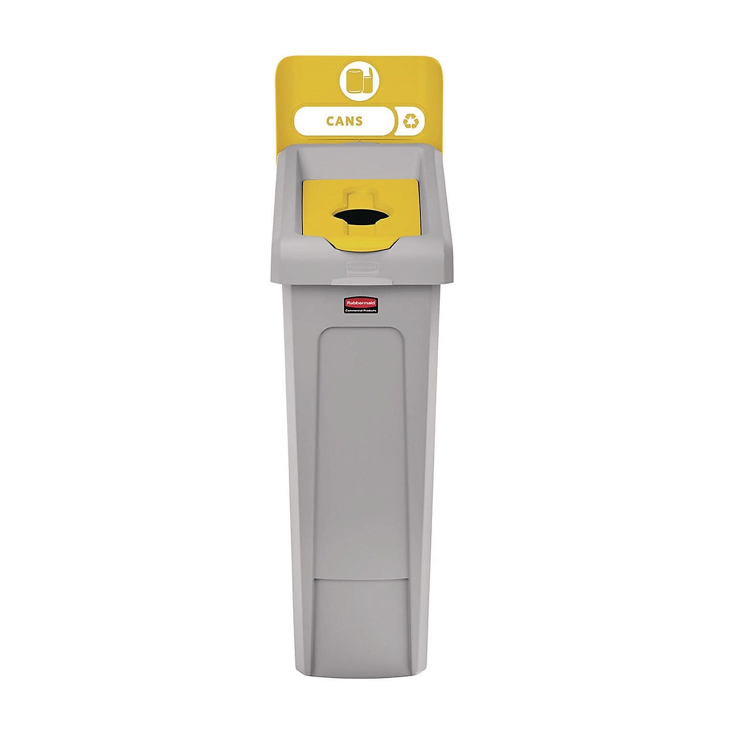 Rubbermaid Commercial Slim Jim Single-Stream Bottles and Cans Recycling Station Kit, 23 Gallon, Gray/Yellow (2185052)