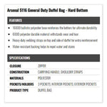 Arsenal 5116 General Duty Gear Bag, 9.5 x 23.5 x 12, Black