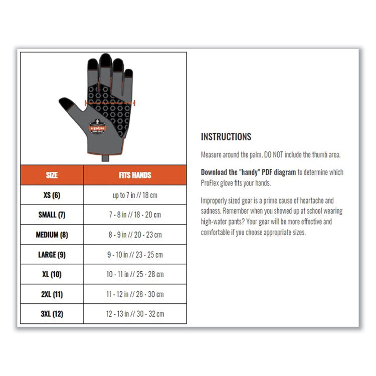 ProFlex 910 Half-Finger Impact Gloves + Wrist Support, EN388: 1121X, 12.25" Long, Medium, Black, Pair