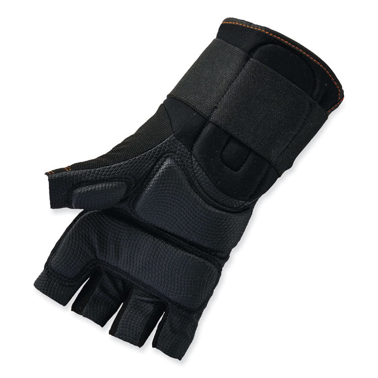 ProFlex 910 Half-Finger Impact Gloves + Wrist Support, EN388: 1121X, 12" Long, Small, Black, Pair