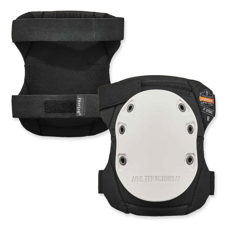 ProFlex 315HL Abrasion-Resistant Knee Pad, Long Textured White Hard Cap, Hook and Loop Closure, Pair
