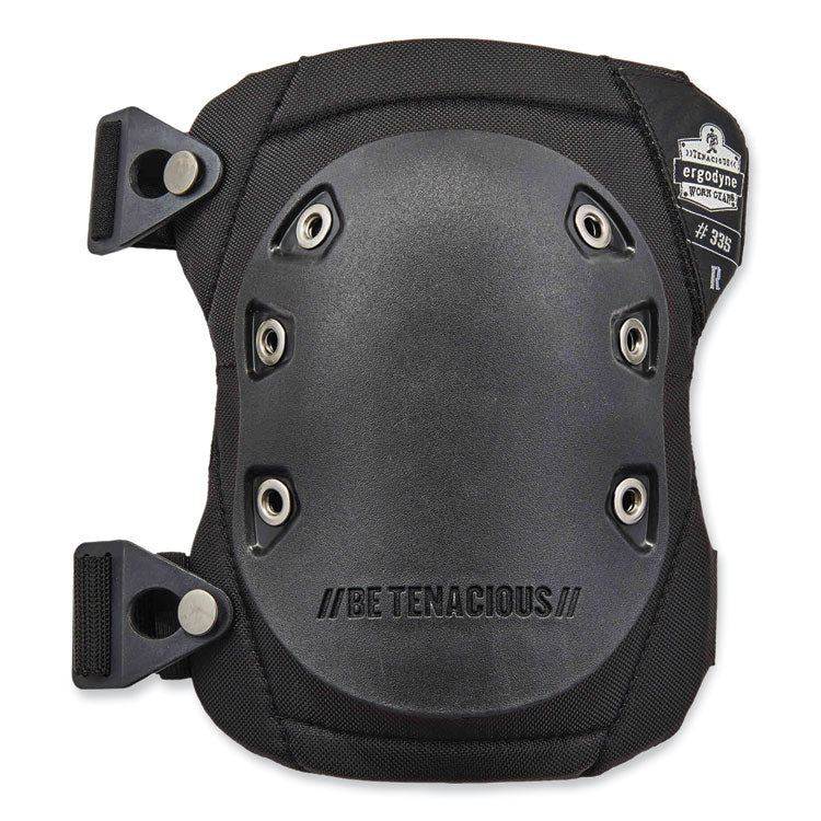 ProFlex 335 Slip-Resistant Rubber Cap Knee Pads, Buckle Closure, One Size Fits Most, Black Cap, Pair